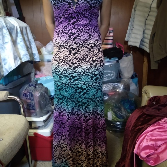 Beautiful two color  dress purple  and teal strapless - Picture 6 of 6